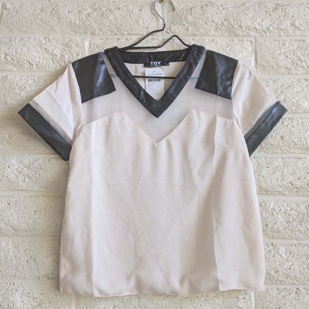 Nordstrom Tov | NWT altered mesh leather top med